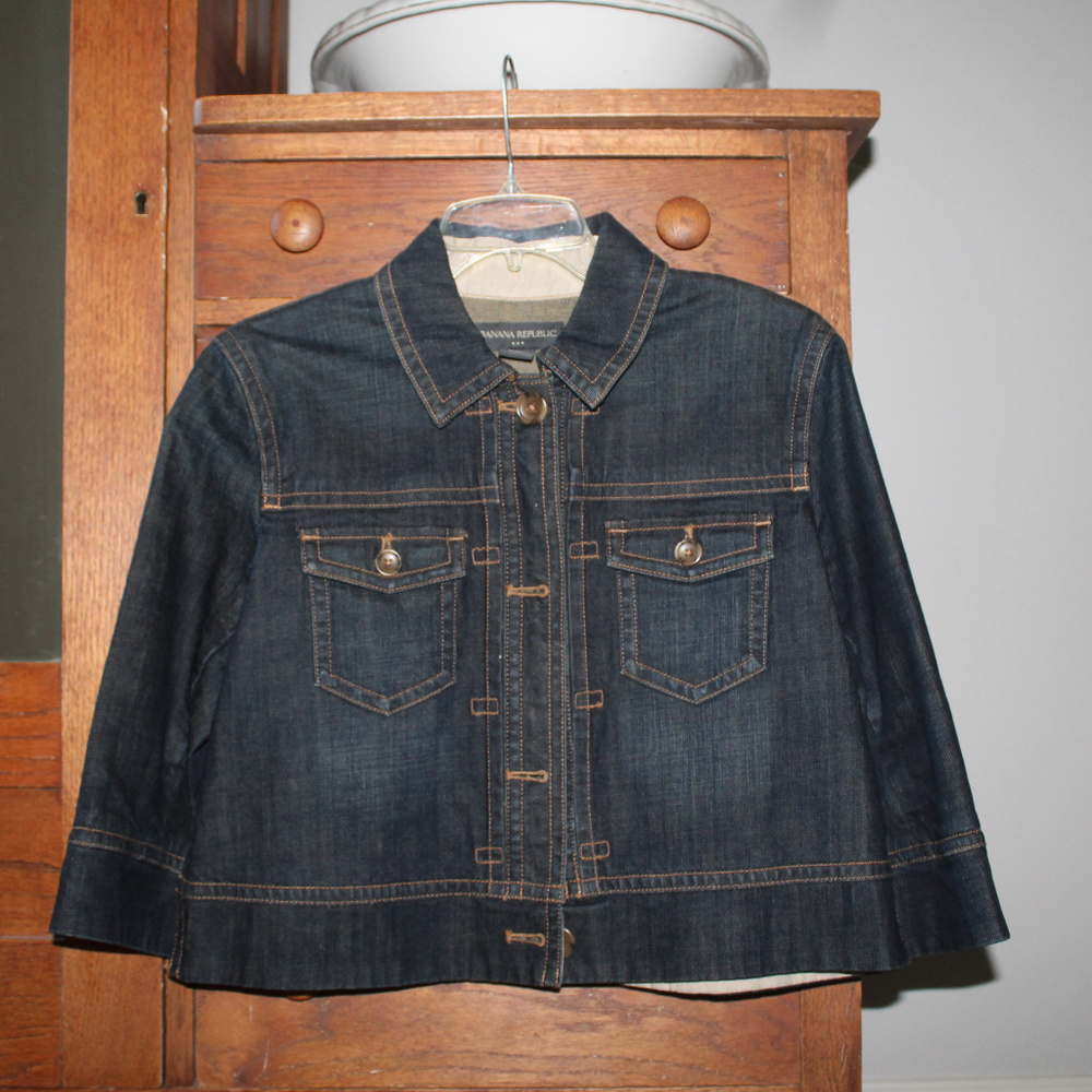 Jean Jacket, Cropped, dark wash